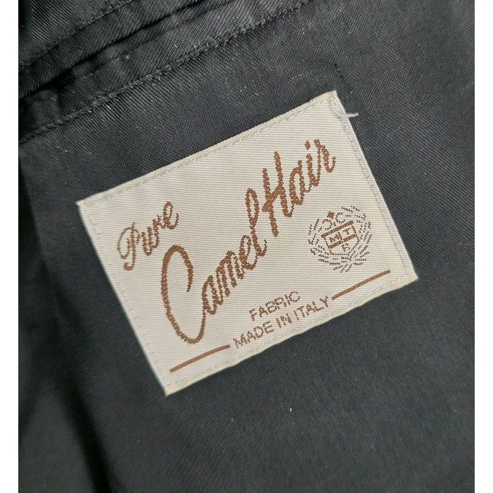 Camel Hair Blazer Men 44R Black 100% Sport Coat Tailors Row Deansgate Vintag 90s